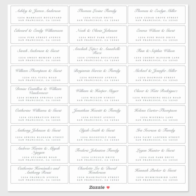 Calligraphie Étiquettes de adresse invités ORDER 8 (Feuille)