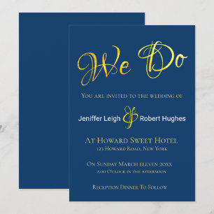 Calligraphie Faux Gold Foil Faire-part de mariage