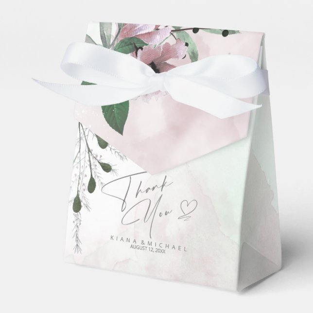 Calligraphie Floral Vielen Dank Herz Mauve ID771 Geschenkschachtel (Vorderseite)