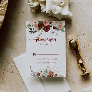 Calligraphie florale couleur or rustique RSVP