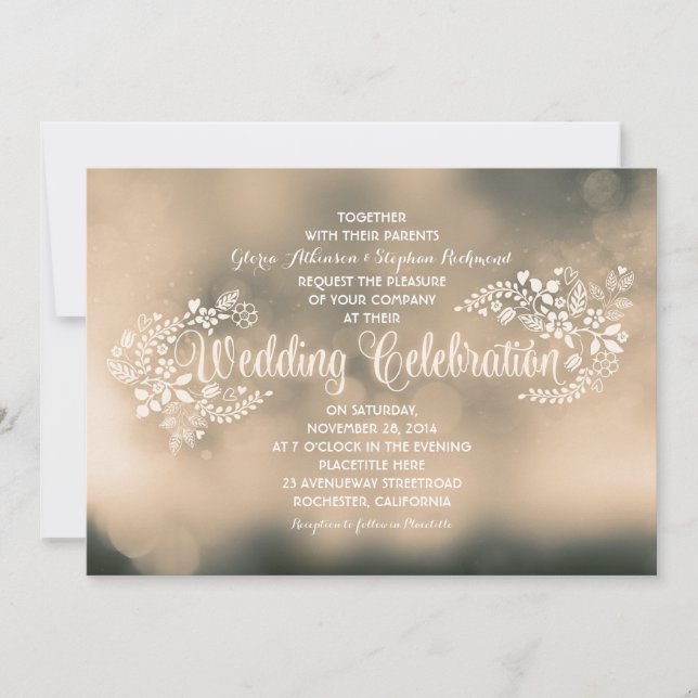 calligraphie florale invitations de mariage (Devant)