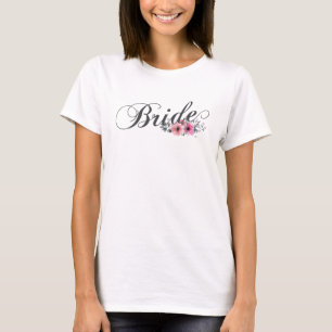 Calligraphie florale simple de la mariée  T-shirt