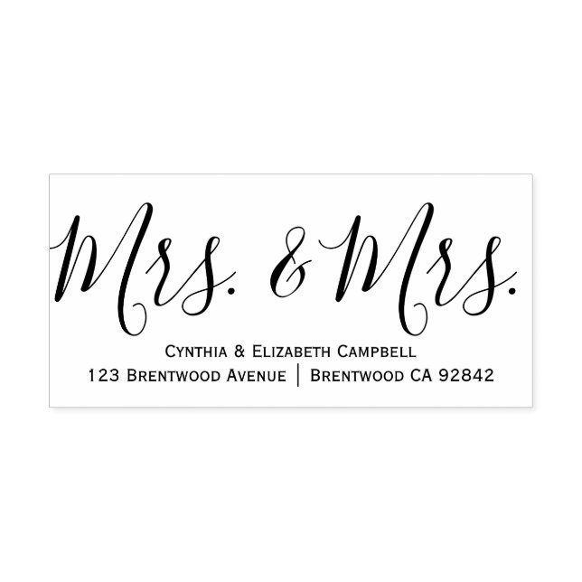 Calligraphie Frau & Mrs. Personalisiert Rubber Bri Permastempel (Design)
