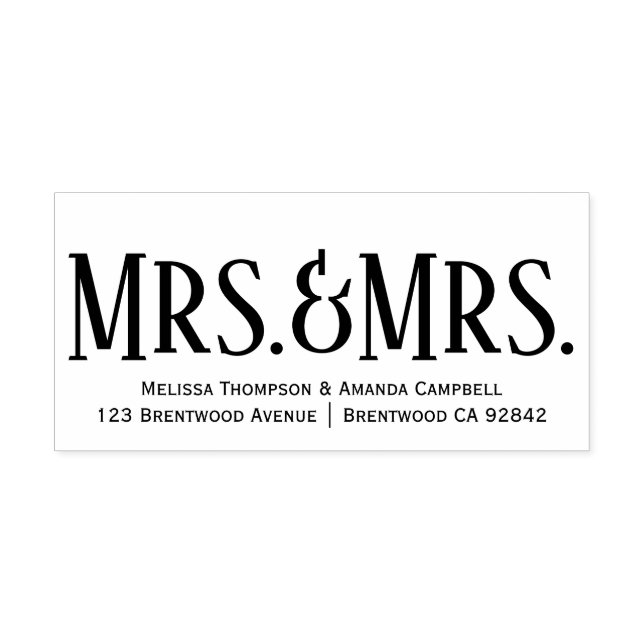 Calligraphie Frau & Mrs. Personalisiert Rubber Bri Permastempel (Design)
