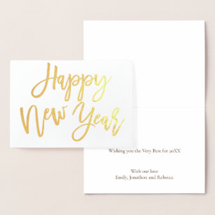 Calligraphie glücklich neues Jahr Gold Real Folienkarte