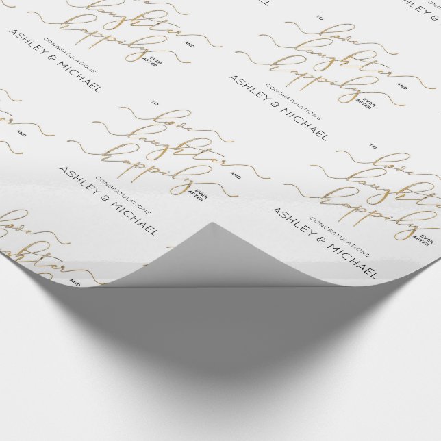 Calligraphie glücklicherweise je nach Name Verlobu Geschenkpapier (Ecke)