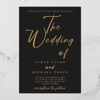 Calligraphie Gold Elegant | Invitation Black Matte