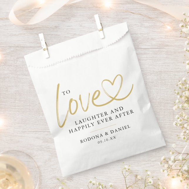 Calligraphie Gold Heart glücklich je nach Hochzeit Geschenktütchen (Ausgeschnitten)