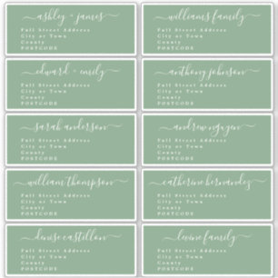 Calligraphie Green Guest Étiquette de adresse UK L