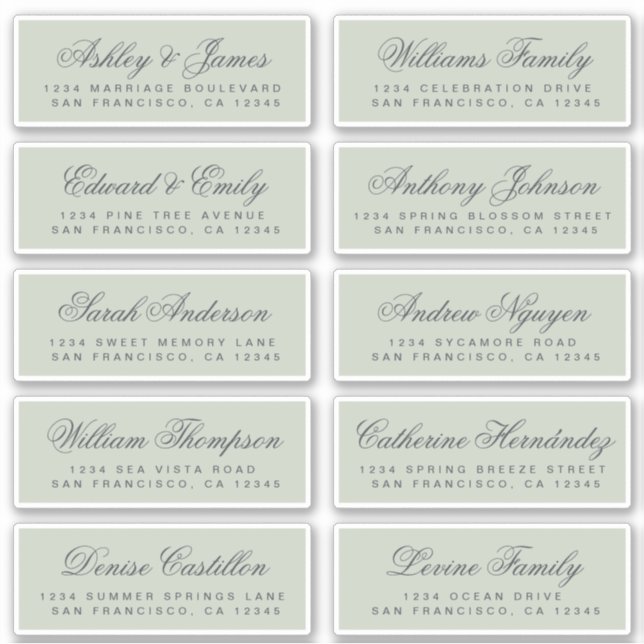 Calligraphie Green Mariage Étiquettes de adresse i (Devant)