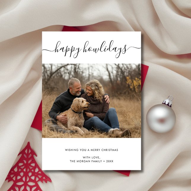 Calligraphie Happy Howlidays Dog Foto Weihnachten (Von Creator hochgeladen)