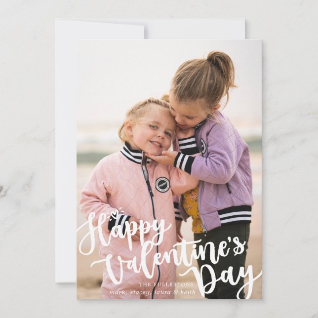 Calligraphie Happy Valentines Day Foto-Karte (Vorderseite)