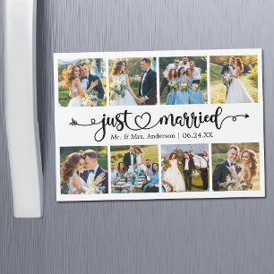 Calligraphie Heart 8 Photo Just Married Magnet Car