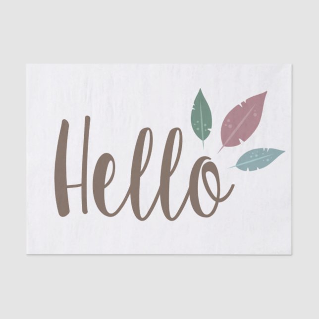 Calligraphie hello boho Federn Gewebe Papier (Vorderseite)