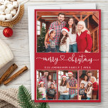 Calligraphie Herz 4 Foto Frohe Weihnachten Rot<br><div class="desc">Moderne Kalligraphie Herzstück Script 4 Foto Familienfoto Collage Frohe Weihnachtskarte - Rot</div>