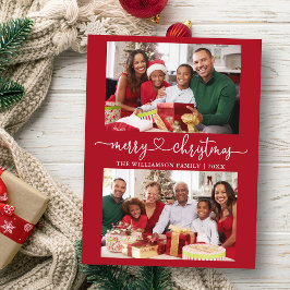 Calligraphie Herz Merry Christmas Red 2 Foto Postkarte