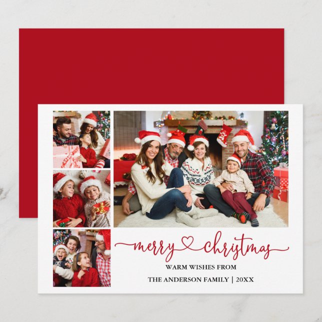Calligraphie Herz Rote Weihnachten 4 Fotos (Vorne/Hinten)