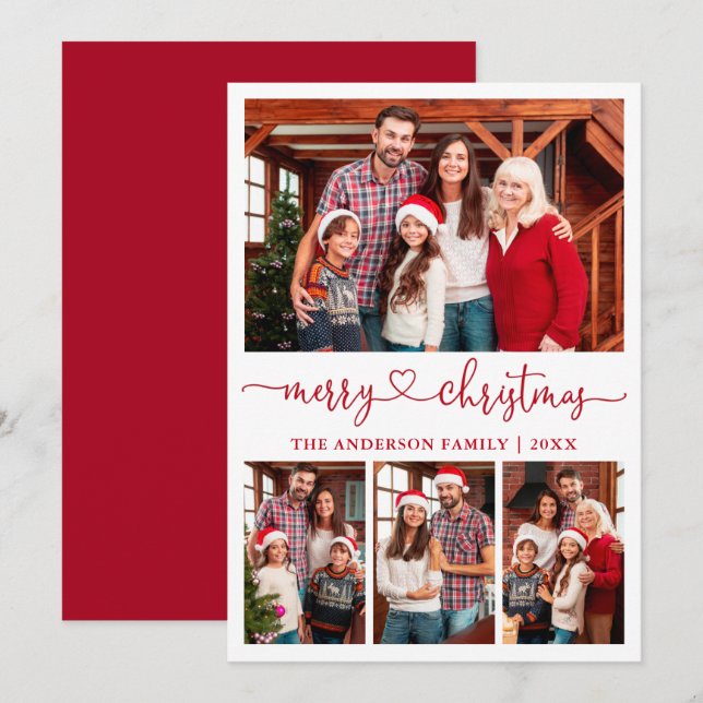Calligraphie Herzensschrift Weihnachten 4 Foto Rot (Vorne/Hinten)