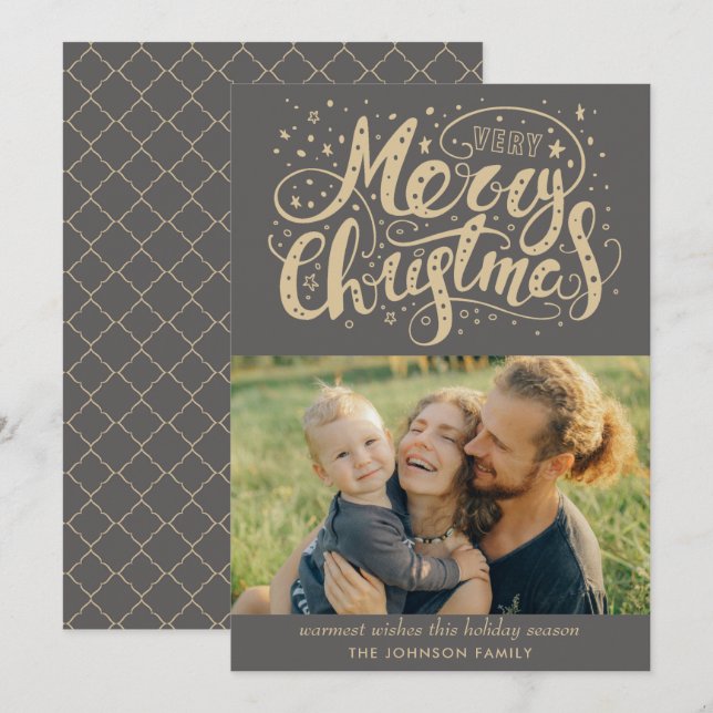 Calligraphie Joyeux Noël Photo Cartes de Noël (Devant / Derrière)
