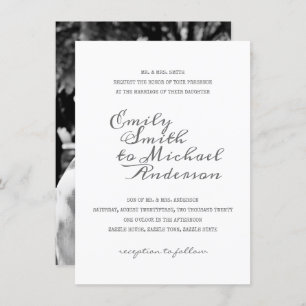 Calligraphie Letterpress PHOTO Mariage Invitations