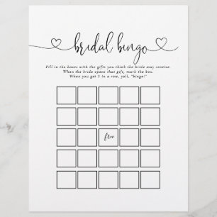 Calligraphie Liebe Script Bridal Bingo Game