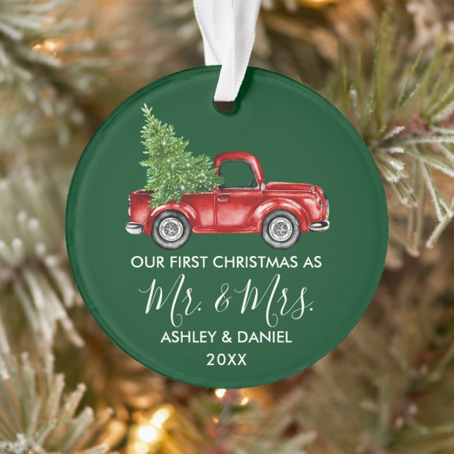 Calligraphie M. Mme Christmas Red Truck Green (Arbre)
