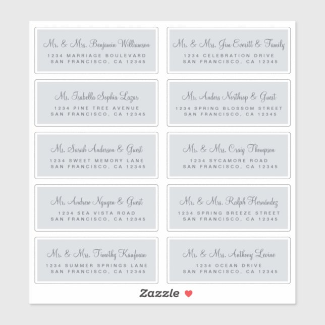 Calligraphie Mariage bleu Étiquettes de adresse in (Feuille)