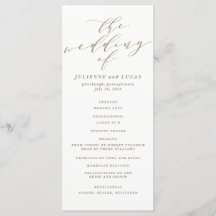 Calligraphie Mariage Ceremony Programme | Or