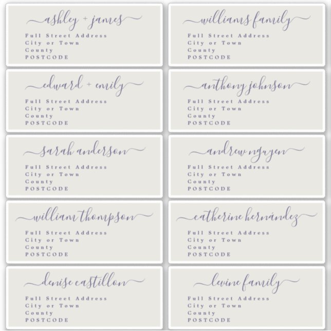 Calligraphie Mariage Étiquette de adresse invité U (Devant)