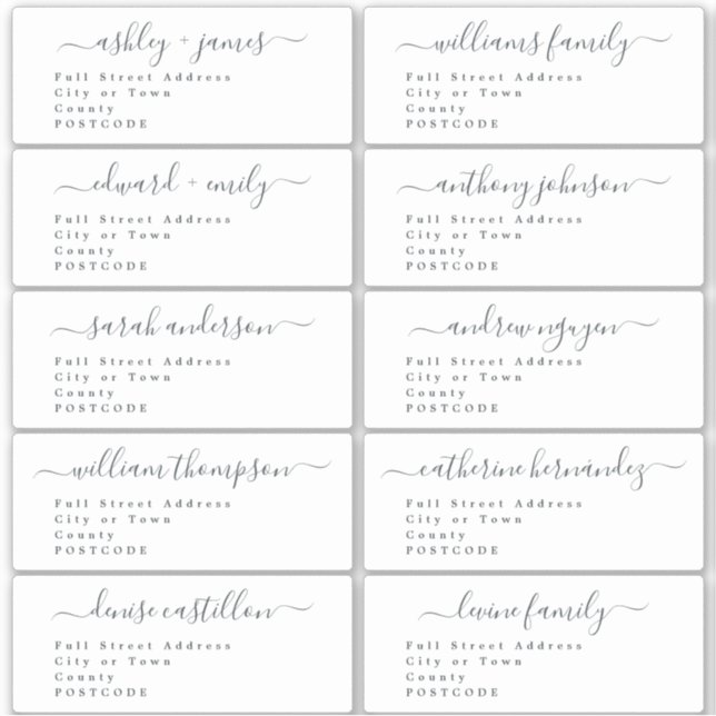 Calligraphie Mariage Étiquette de adresse invité U (Devant)