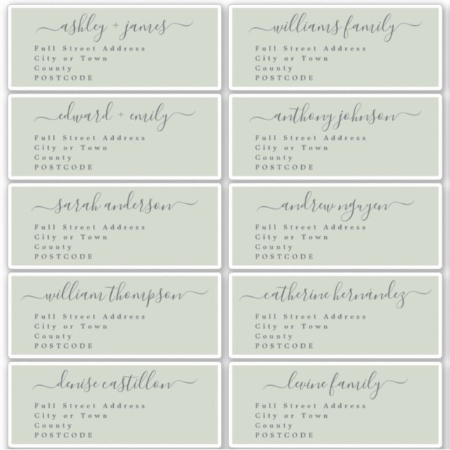 Calligraphie Mariage Étiquette de adresse invité U (Devant)