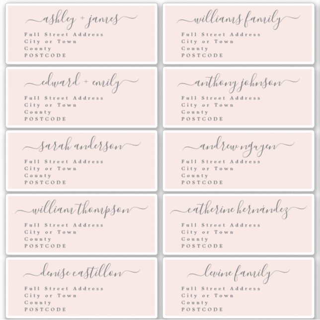 Calligraphie Mariage Étiquette de adresse invité U (Devant)