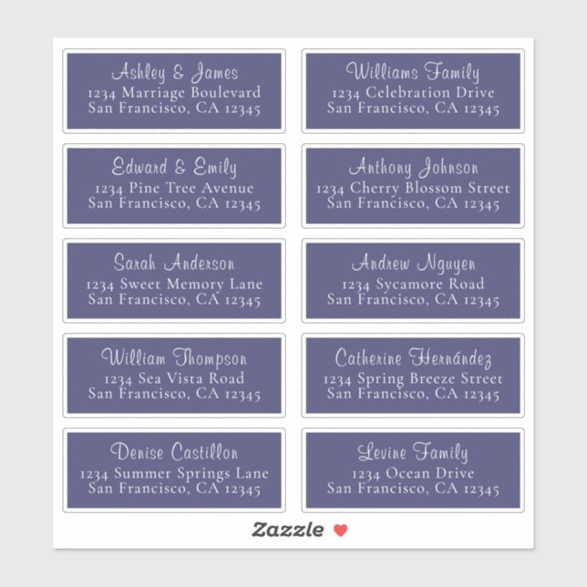 Calligraphie Marine Blue Mariage Étiquettes de adr (Feuille)
