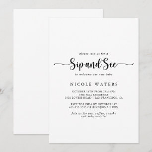 Calligraphie minimaliste Sip and See Invitation