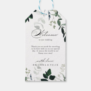 Calligraphie Minimalistische Grüne Hochzeit Begrüß Geschenkanhänger