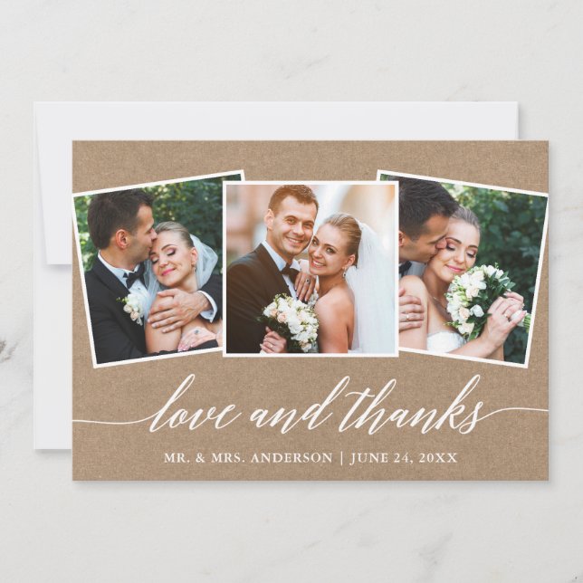 Calligraphie moderne amour Merci 3 Photo Kraft (Devant)