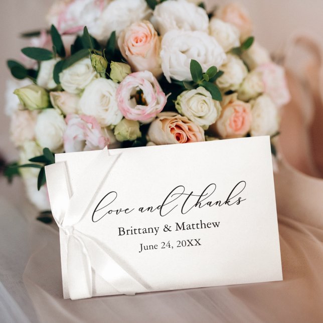 Calligraphie moderne amour Merci Mariage Note (Customize to add text to back of card.)