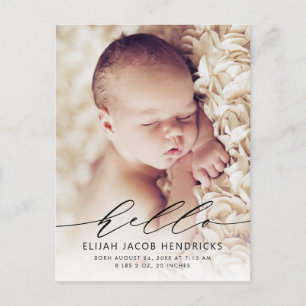 Calligraphie moderne Baby Faire-part carte postale