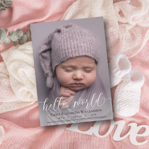Calligraphie moderne Baby Girl Faire-part photo