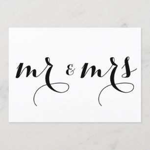 Calligraphie moderne   Carte de mariage Monsieur e