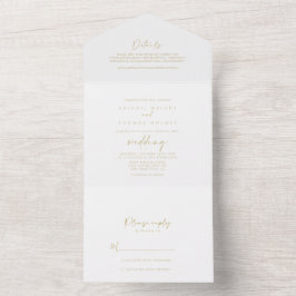 Calligraphie Moderne elegante Gold    WeddingAll i All In One Einladung