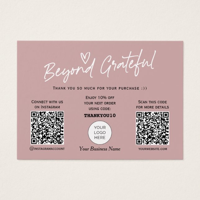 Calligraphie moderne et design carte de remercieme (Devant)