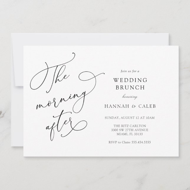 Calligraphie moderne Mariage Brunch Invitation (Devant)