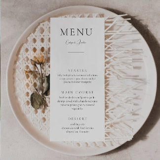 Calligraphie moderne Menu Mariage minimaliste