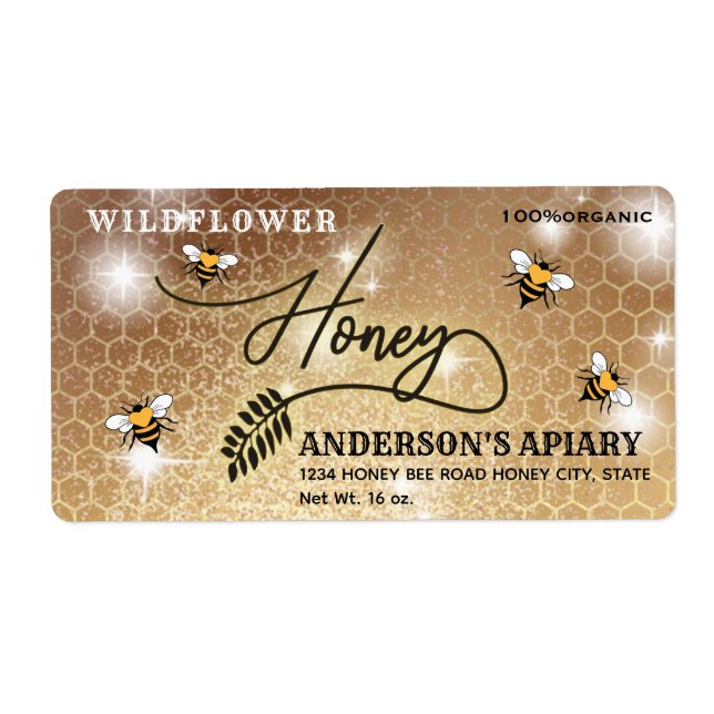 Calligraphie moderne miel étiquette de la branche  (Devant)