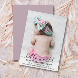 Calligraphie moderne Nouveau Faire-part photo bébé