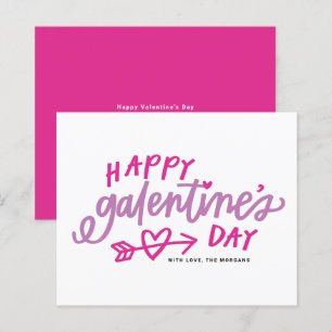Calligraphie moderne rose Bonne carte de la Saint-