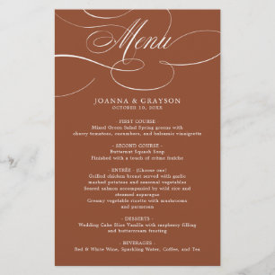 Calligraphie moderne Terracotta boho Menu mariage