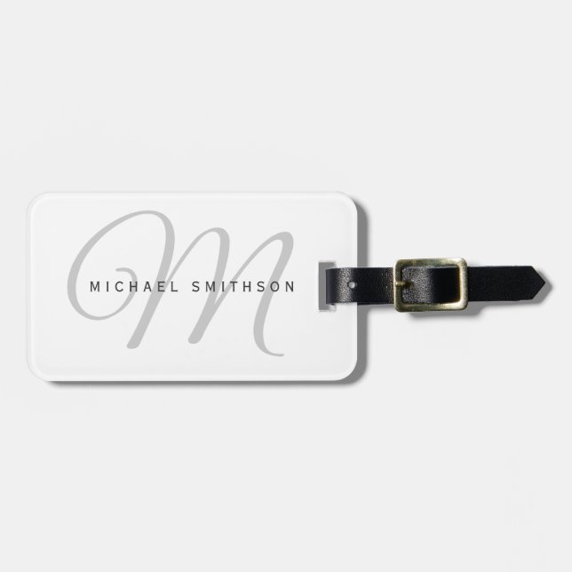 Calligraphie Monogram Modern Simple Gepäckanhänger (Vorderseite horizontal)