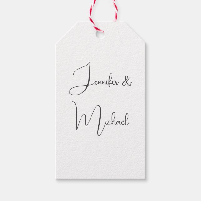 Calligraphie-Namen Elegant Schlicht, einfach grau Geschenkanhänger (Vorderseite)